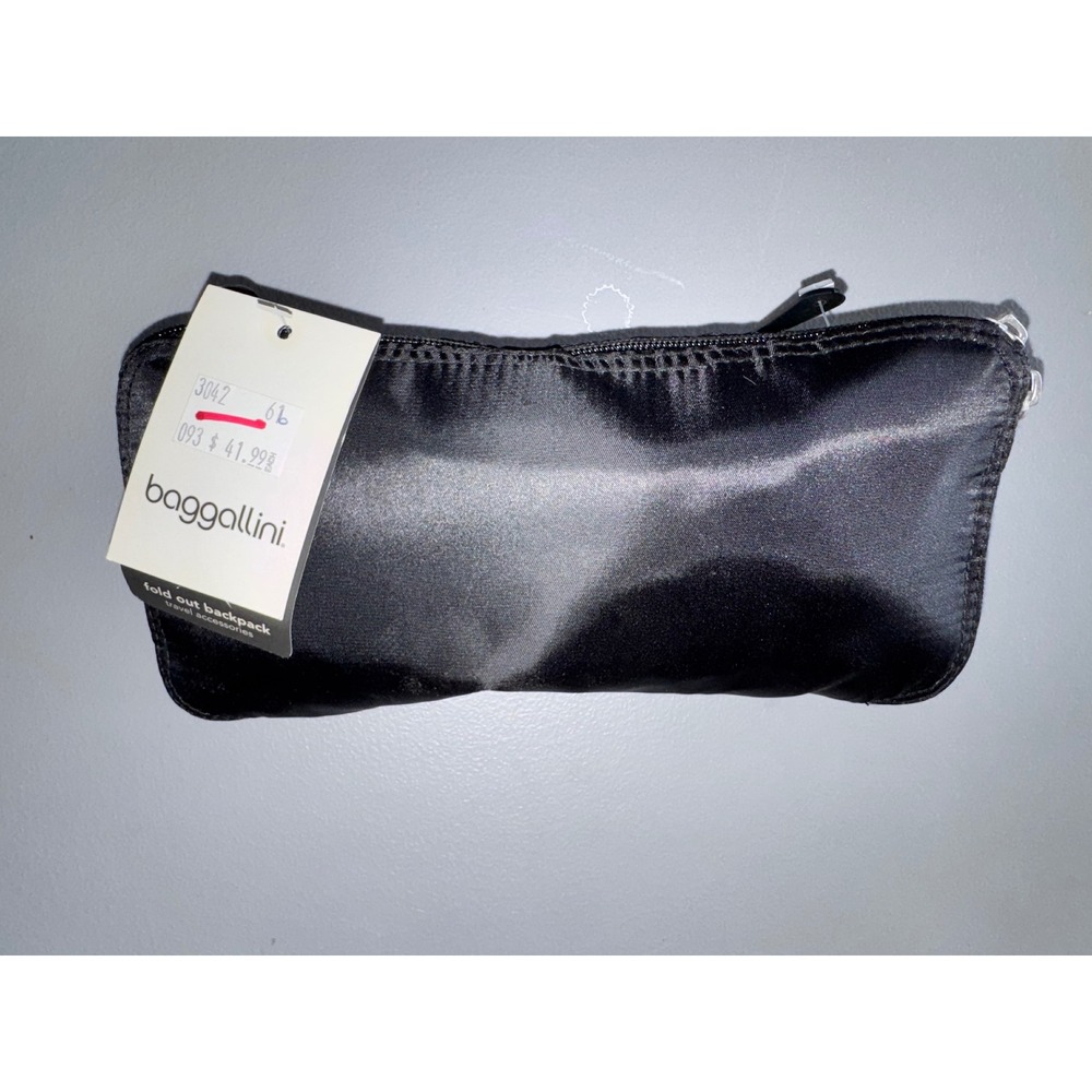 Baggallini Fold Out Backpack Black Water Resistant Travel Pouch NWT Vintage